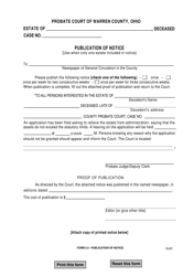Document preview: Form 5.4 Publication of Notice - Warren County, Ohio