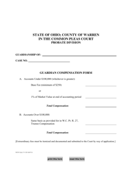 Document preview: WCPC Form 17.9 Guardian Compensation Form - Warren County, Ohio