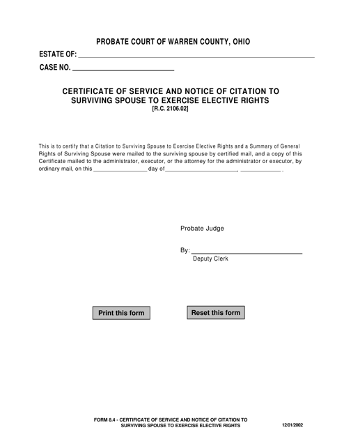 Form 8.4  Printable Pdf