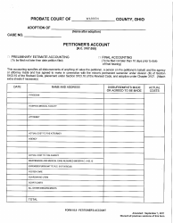 Document preview: Form 18.9 Petitioner's Account - Warren County, Ohio