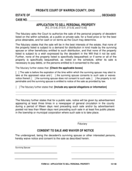 Form 9.0 Application to Sell Personal Property - Warren County, Ohio