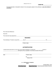 Form 12.1 Certificate of Transfer - Warren County, Ohio, Page 2