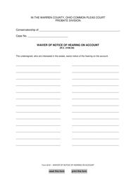Document preview: Form 20.81 Waiver of Notice of Hearing on Account - Warren County, Ohio