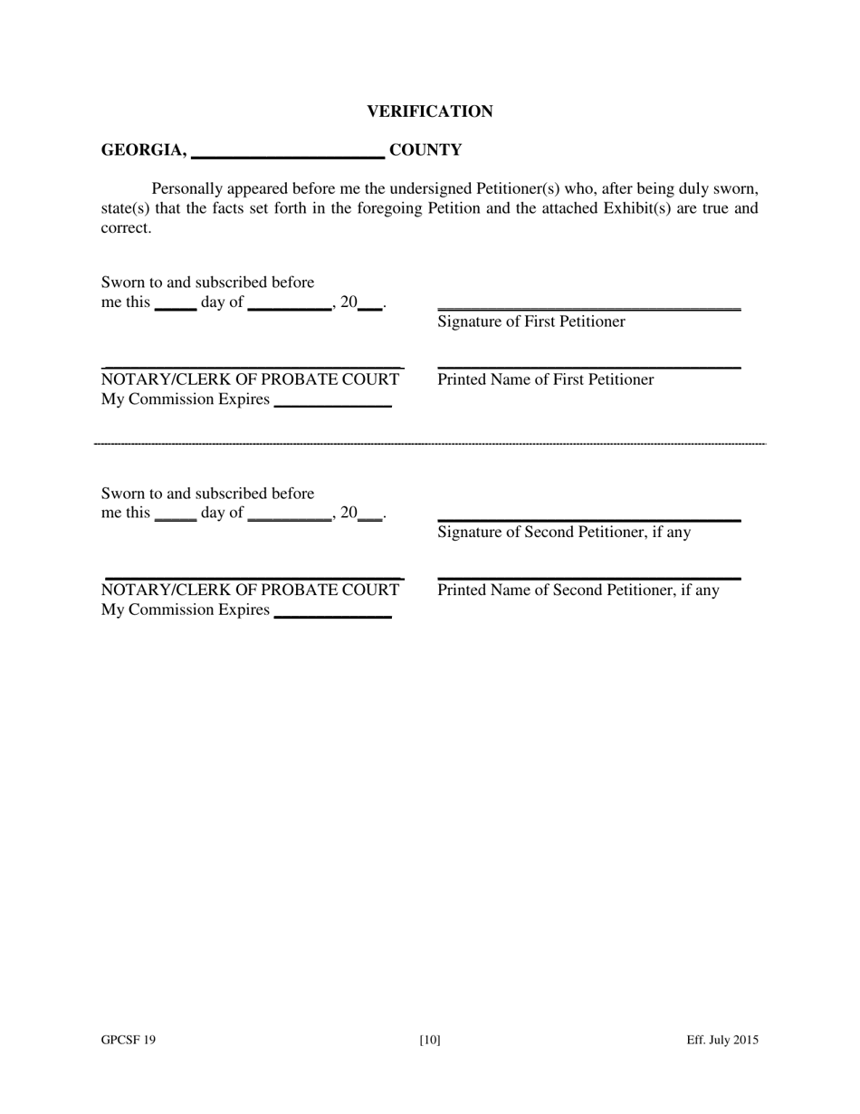 Form GPCSF19 Petition to Compromise Doubtful Claim of Minor or Adult Ward - Georgia (United States), Page 12