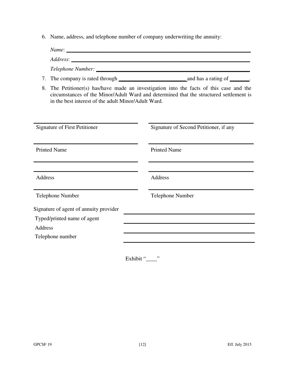 Form GPCSF19 Petition to Compromise Doubtful Claim of Minor or Adult Ward - Georgia (United States), Page 14