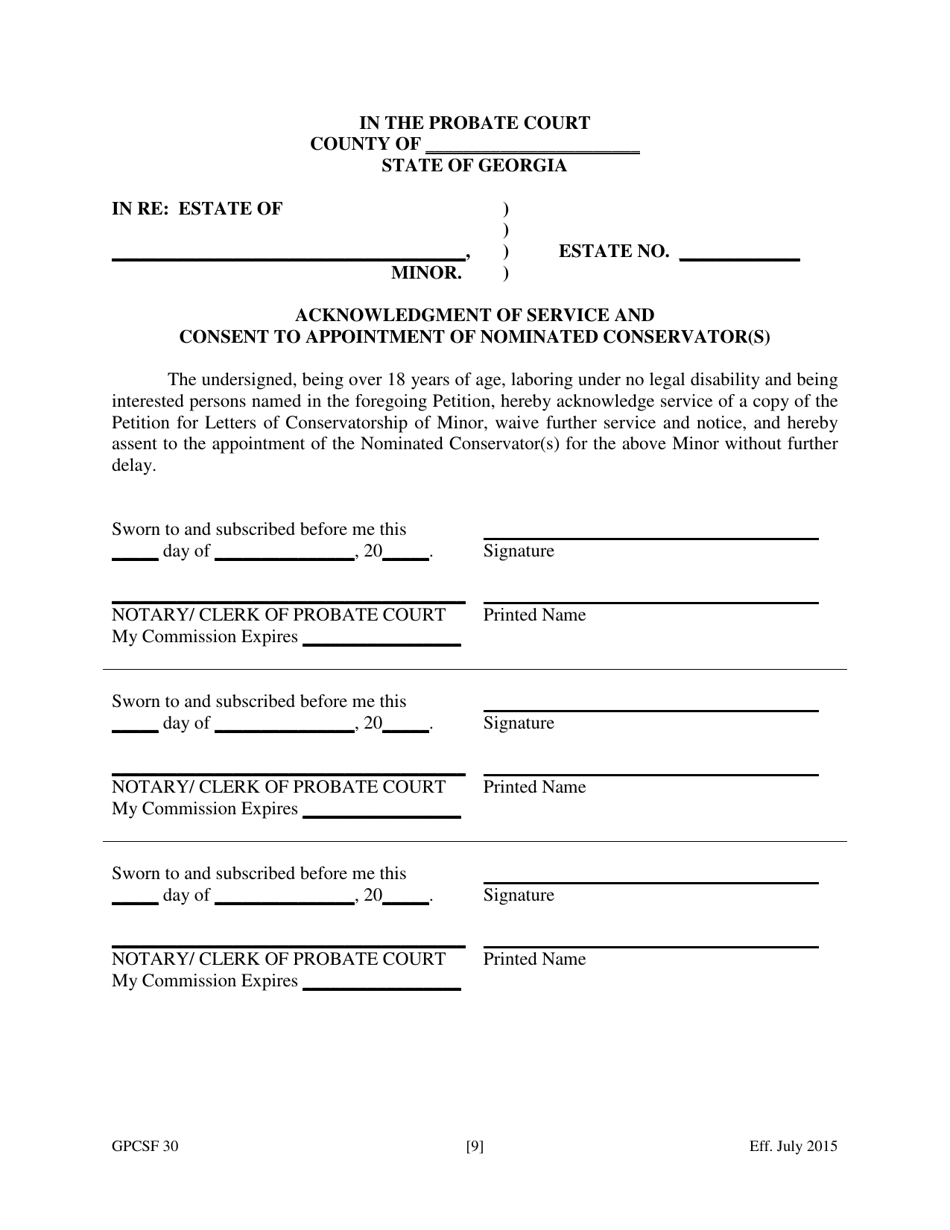 Form GPCSF30 Petition for Letters of Conservatorship of Minor - Georgia (United States), Page 11