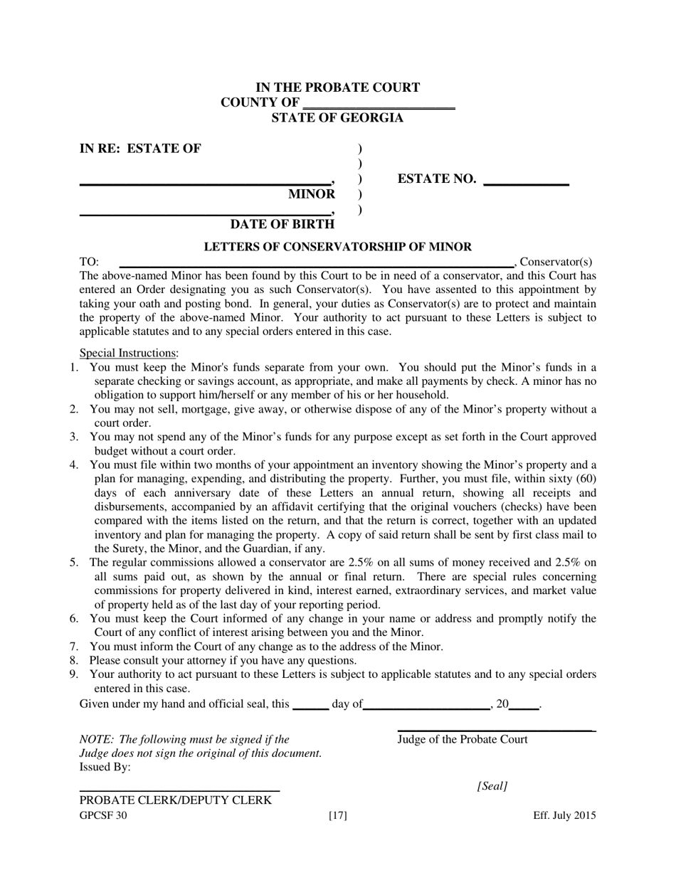 Form GPCSF30 - Fill Out, Sign Online and Download Printable PDF ...