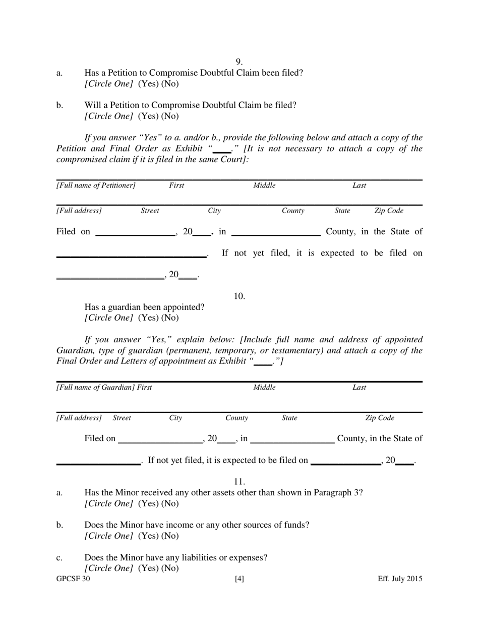 Form GPCSF30 Petition for Letters of Conservatorship of Minor - Georgia (United States), Page 6