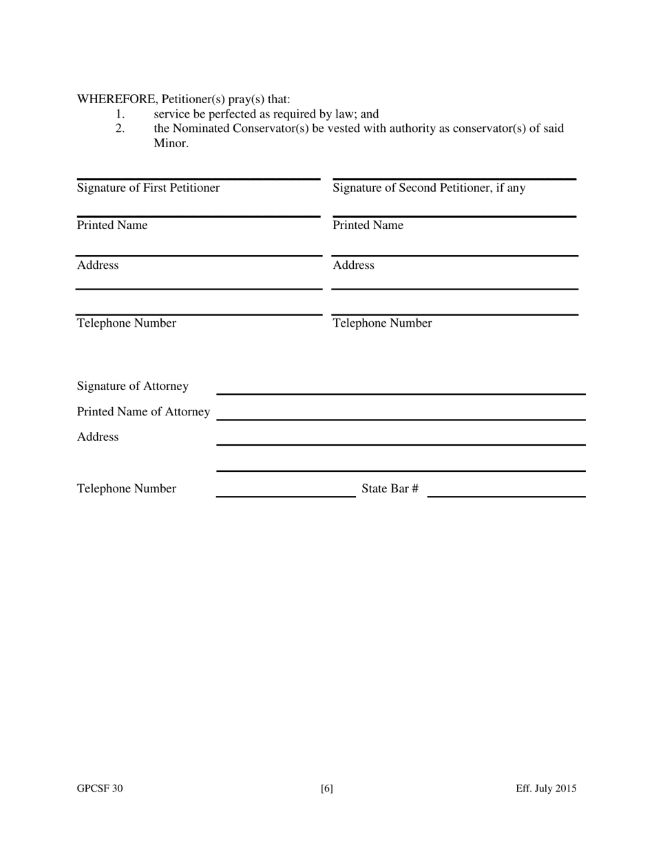 Form GPCSF30 Petition for Letters of Conservatorship of Minor - Georgia (United States), Page 8