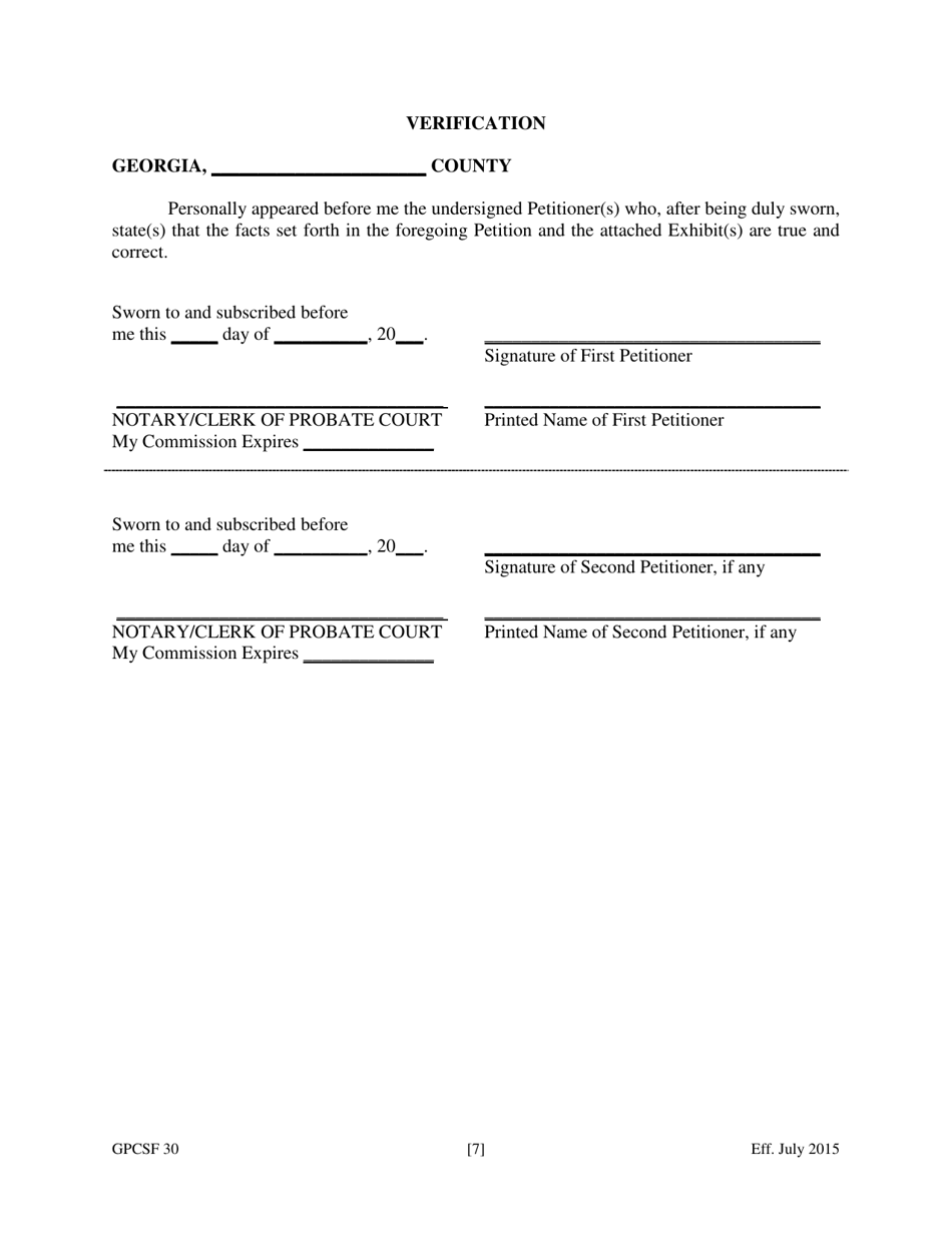 Form GPCSF30 Petition for Letters of Conservatorship of Minor - Georgia (United States), Page 9