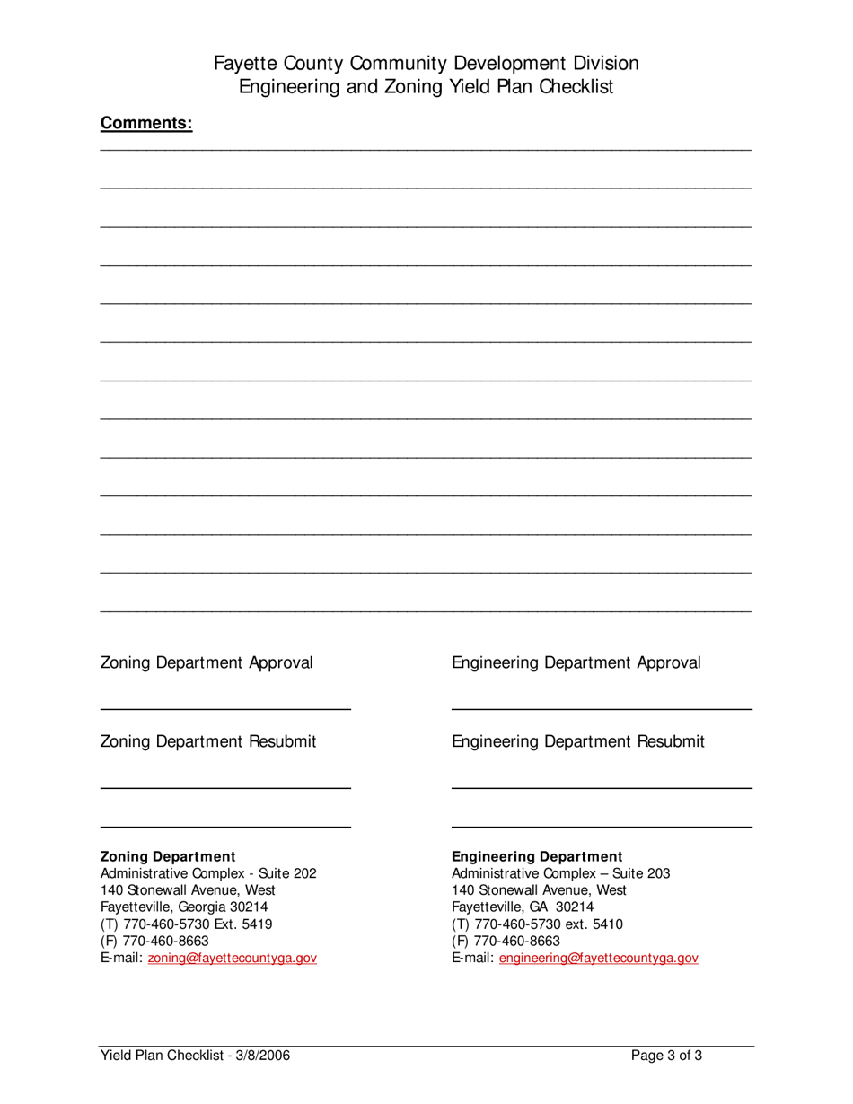 Yield Plan Checklist - Fayette County, Georgia (United States), Page 3