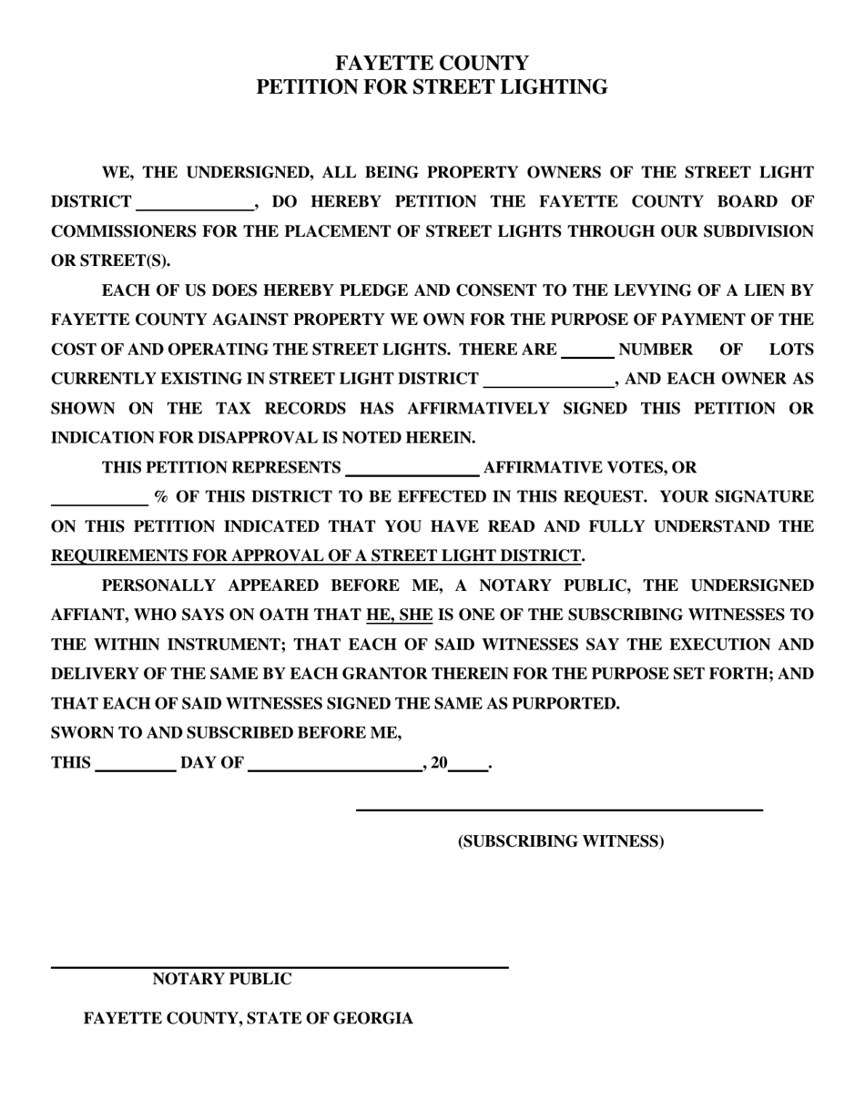 Petition for Street Lighting - Fayette County, Georgia (United States), Page 1