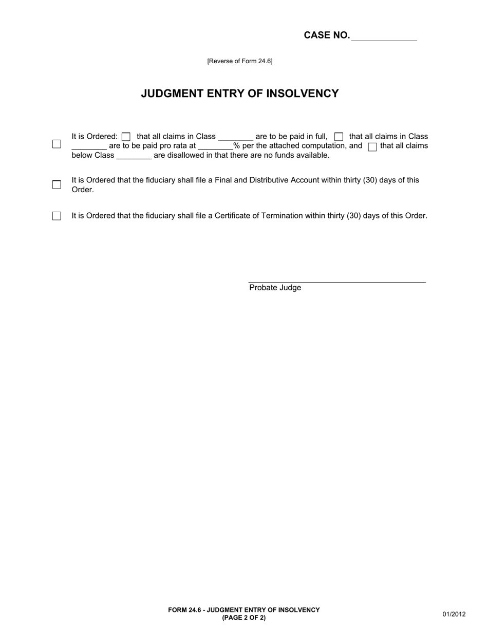 Form 24.6 Judgment Entry of Insolvency - Butler County, Ohio, Page 2