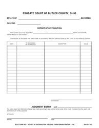 Document preview: BCPC Form 429 Report of Distribution - Butler County, Ohio