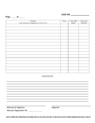 BCPC Form 465 Proposed Distribution in an Application to Relieve Estate From Administration Where Assets Are Insufficient to Pay Creditors in Full - Butler County, Ohio, Page 2