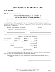 BCPC Form 817 Application for Approval of Payment of Appointed Counsel Fees and Expenses - Butler County, Ohio