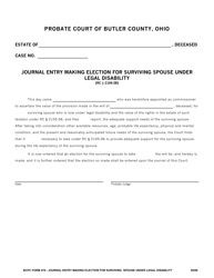 BCPC Form 479 Journal Entry Making Election for Surviving Spouse Under Legal Disability - Butler County, Ohio