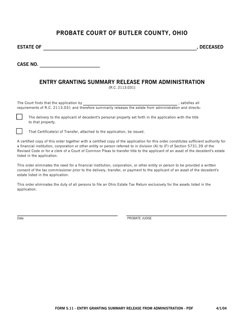 Form 5.11  Printable Pdf