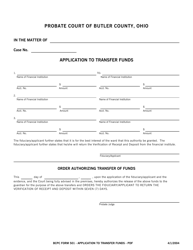 Document preview: BCPC Form 501 Application to Transfer Funds - Butler County, Ohio