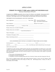Form 183 Application for Permit to Conduct Fire and/or Going-Out-Business Sale - Lee County, Florida