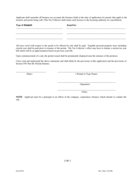 Form 183 Application for Permit to Conduct Fire and/or Going-Out-Business Sale - Lee County, Florida, Page 2