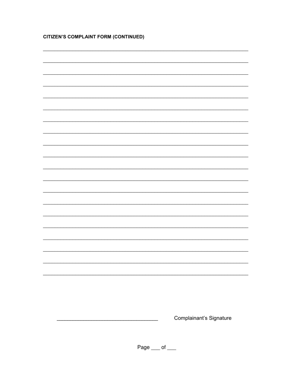Citizens Complaint Form - City of Orlando, Florida, Page 2