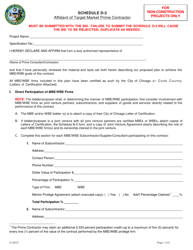 Document preview: Schedule D-2 Affidavit of Target Market Prime Contractor - City of Chicago, Illinois