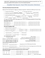 Document preview: Simplified Total Dynamic Head (Tdh) Calculation Worksheet - Volusia County, Florida