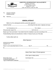 Document preview: General Affidavit - Volusia County, Florida