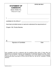 Document preview: Form DS-DE84 Statement of Candidate - Florida