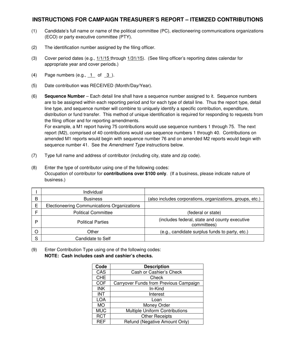 Form DS-DE13 Campaign Treasurers Report - Itemized Contributions - Florida, Page 2