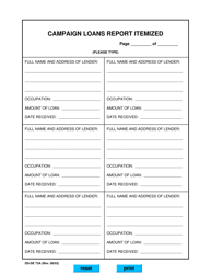 Document preview: Form DS-DE73A Campaign Loans Report Itemized - Florida