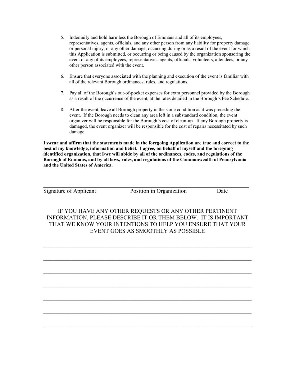 Community Event Information Sheet - Borough of Emmaus, Pennsylvania, Page 4