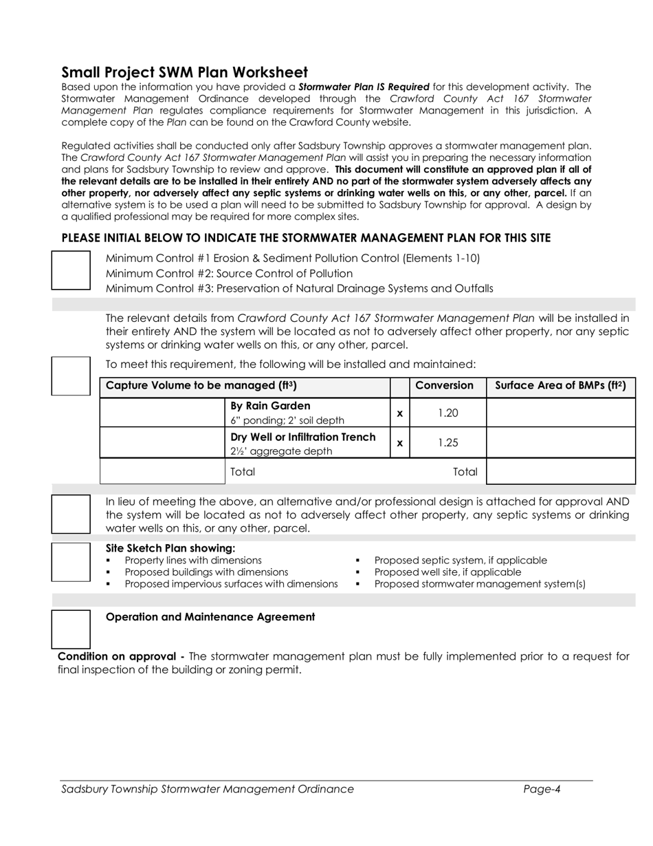 Small Project Stormwater Management Application - Sadsbury Township, Pennsylvania, Page 4