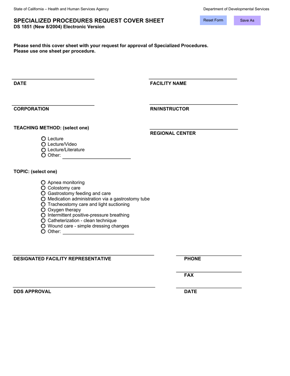 Form DS1851 - Fill Out, Sign Online and Download Fillable PDF ...