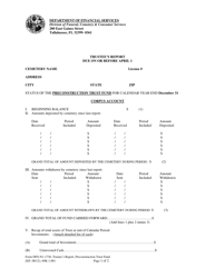Document preview: Form DFS-N1-1730 Trustee's Report - Preconstruction Trust Fund - Florida