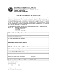 Form DFS-N1-2002 &quot;Notice of Change in Location of Cinerator Facility&quot; - Florida