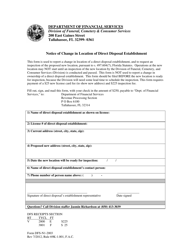 Document preview: Form DFS-N1-2003 Notice of Change in Location of Direct Disposal Establishment - Florida