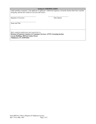 Form DFS-N1-1766-A Request for Duplicate License - Individual - Florida, Page 2