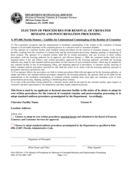 Document preview: Form DFS-N1-1770 Election of Procedures for Removal of Cremated Remains and Postcremation Processing - Florida