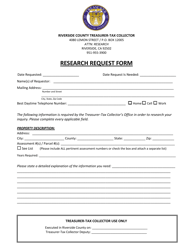 &quot;Research Request Form&quot; - Riverside County, California