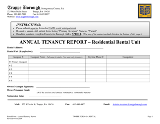Form 024 &quot;Annual Tenancy Report&quot; - Trappe Borough, Pennsylvania