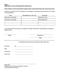 Application for out of Business/Fire Sale Permit - Broward County, Florida, Page 2