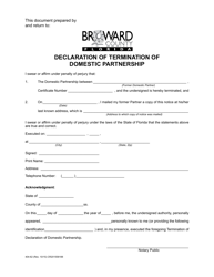 Form 404-62 &quot;Declaration of Termination of Domestic Partnership&quot; - Broward County, Florida