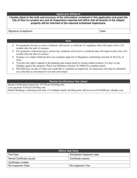 Rental Housing Inspection and Certification Application - City of Zion, Illinois, Page 2