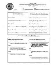 Document preview: Construction and Demolition Debris Recycling Compliance Form - City of Zion, Illinois
