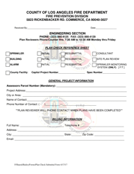 Document preview: Plan Check Submittal Form - County of Los Angeles, California