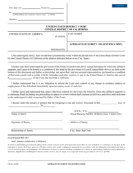 Document preview: Form CR-04 Affidavit of Surety (No Justification) - California