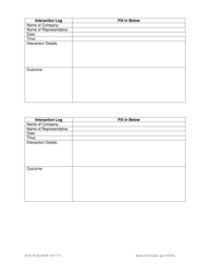Form FIS-PUB6000 Insurance Claims Tracking Sheet - Michigan, Page 2