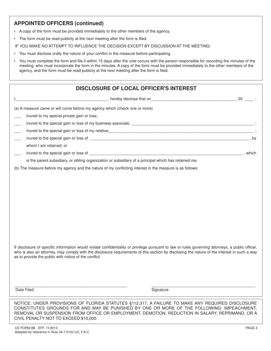 CE Form 8B - Fill Out, Sign Online And Download Fillable PDF, Florida ...